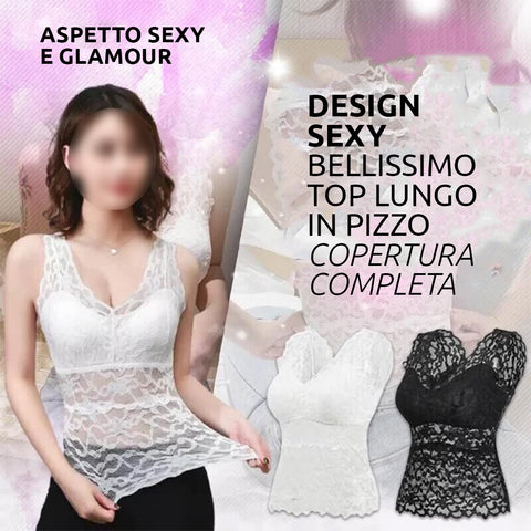 Top trasparente in pizzo lungo (2 pezzi) (TRASF)