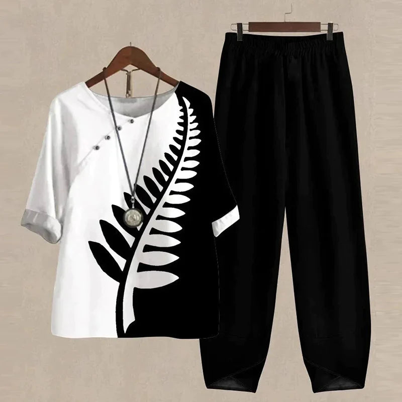 Completo casual e fashion con fantasia floreale
