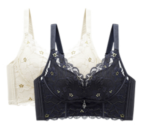 Set da 2 reggiseni in pizzo imbottiti con stampa di fiori (SORPR)