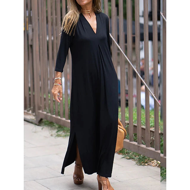 Abito casual primavera/estate da donna con scollo a V (S)