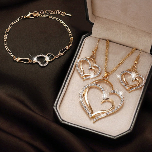Set da 4 gioielli con tema cuore da donna (S) – Rincasa