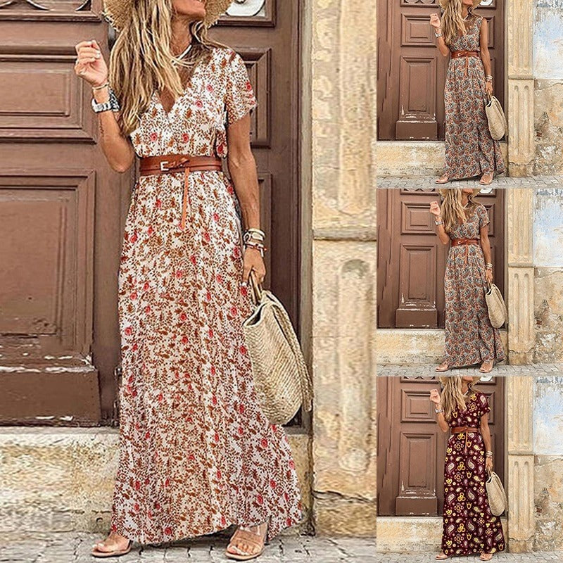 Vestito maxi con stampa floreale vintage (S)